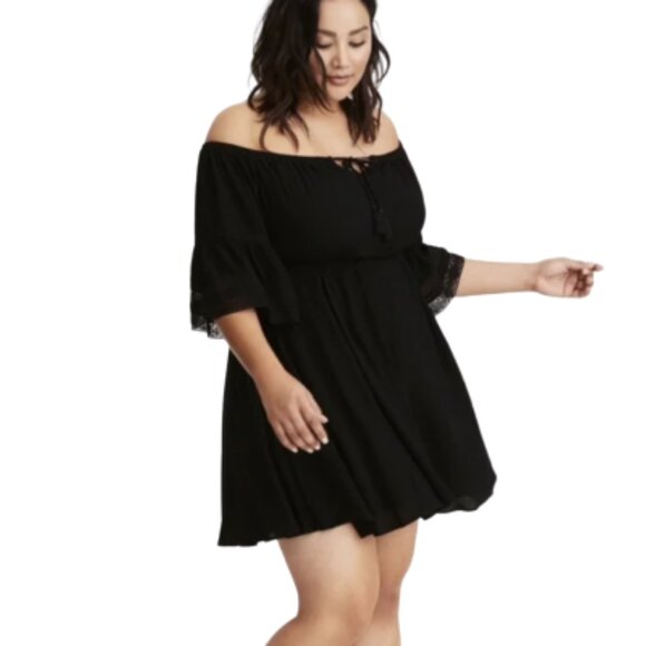 Torrid Black High Waist Cold Shoulder Mini Dress - Size 00 (10) - Picture 1 of 10